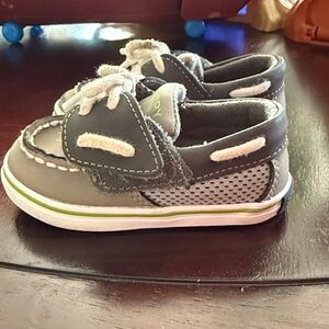 Sperry Gray and White Baby Walker Shoes